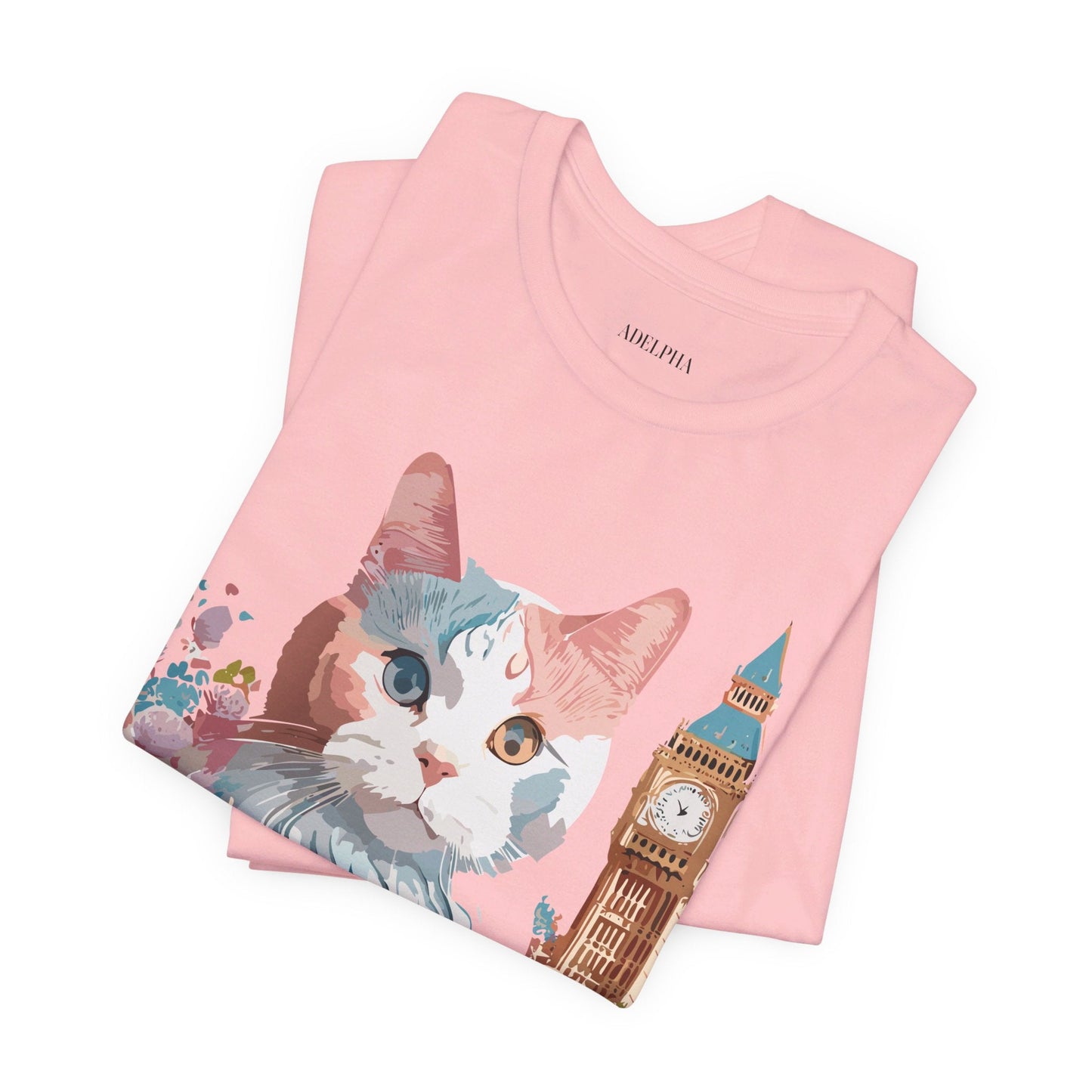 Unisex Cat Graphic Tee With Short Sleeve Vintage Inspired Art Adelpha