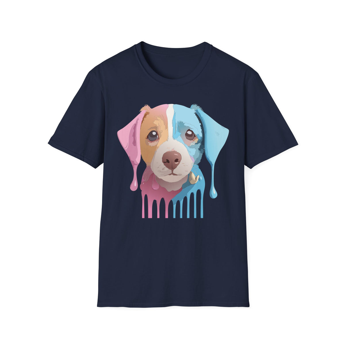 Colorful Drip Puppy Portrait T-Shirt | Pastel Pop Dog Tee