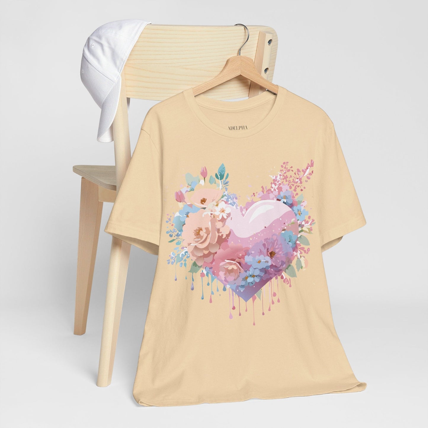 Valentine Day Graphic Unisex 100 Cotton Vintage Artwork with Love and Flower Design Tee 29