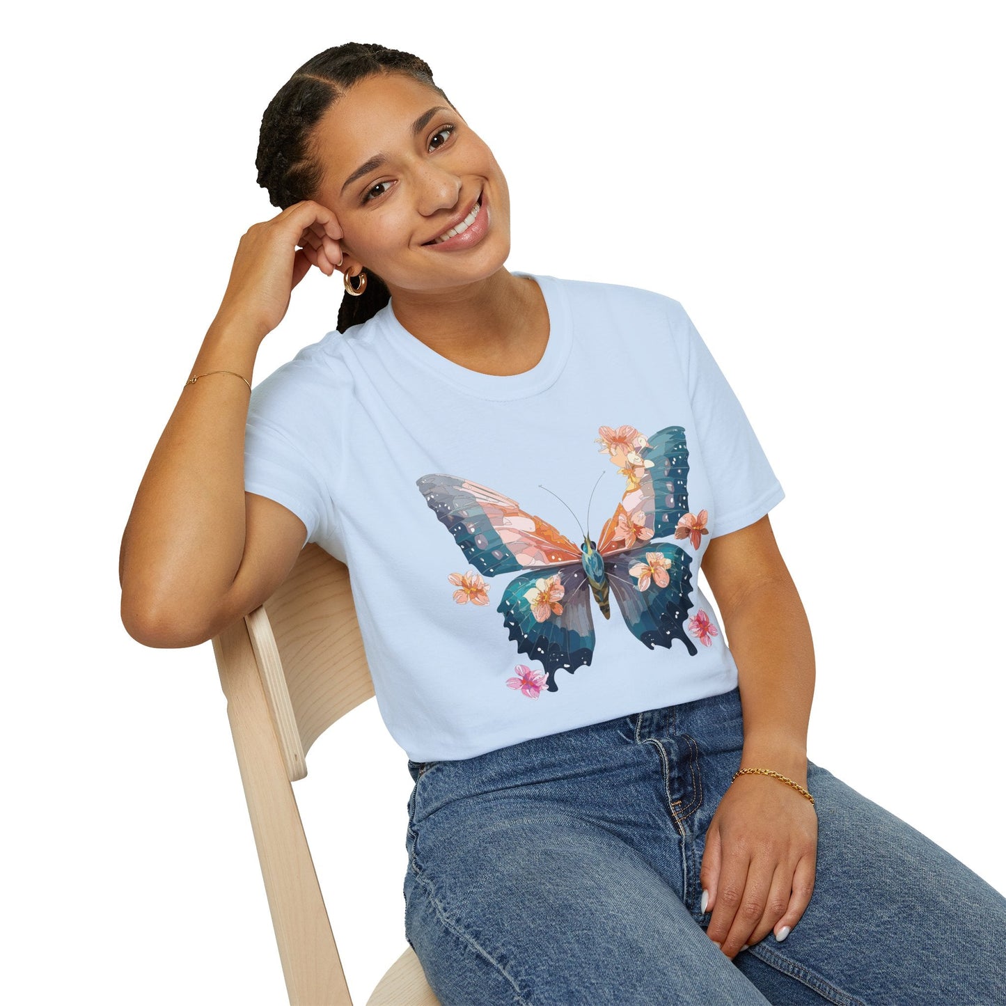 Butterfly Shirt Unisex T Shirt Monarch Print Gildan Softstyle 64000 Ring Spun Cotton Tee