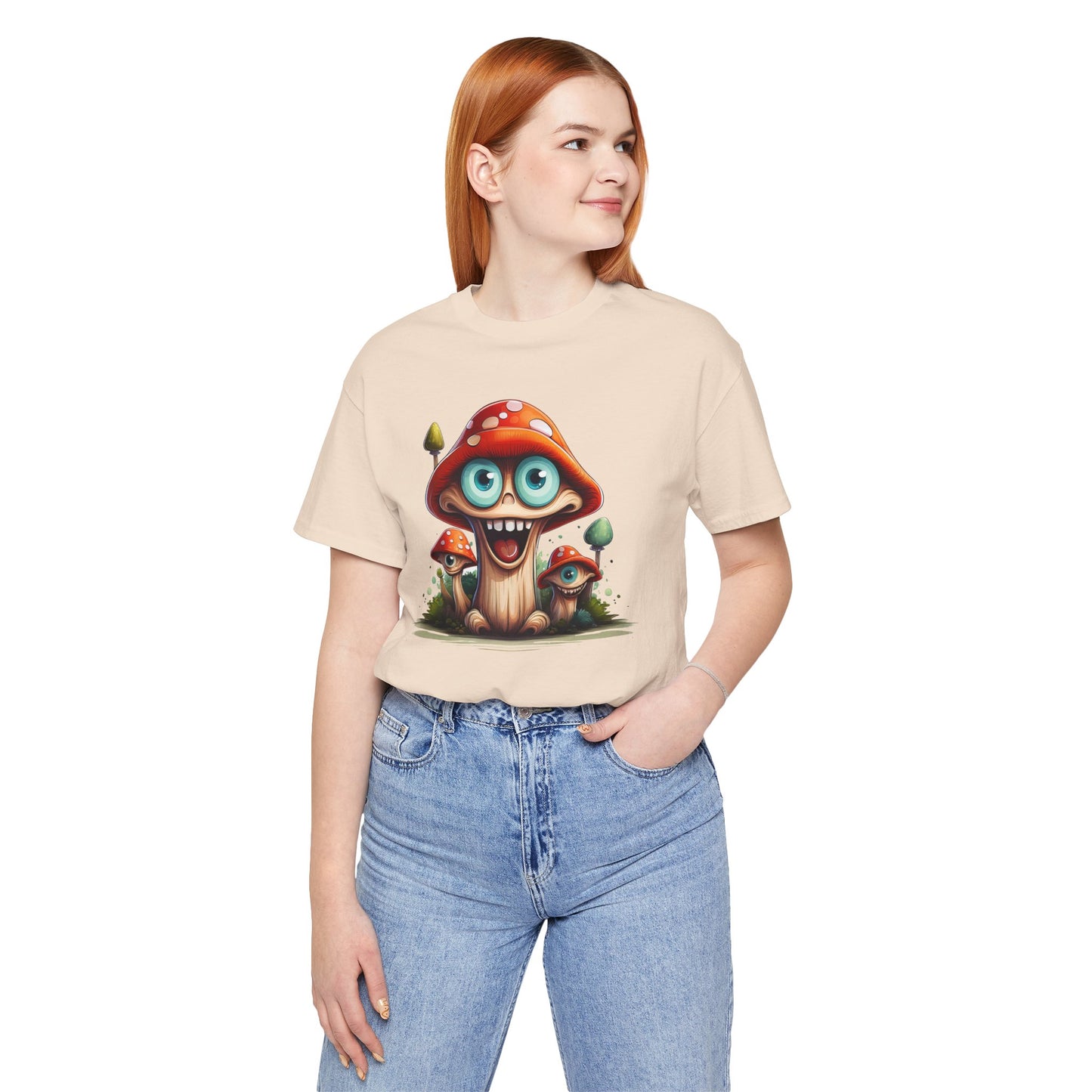 Cute Mushroom Graphic Tee, Fun Cartoon Shirt, Funny Mushroom Shirt, Cute Cartoon Tees, Graphic T-Shirt, Art Design T-Shirt