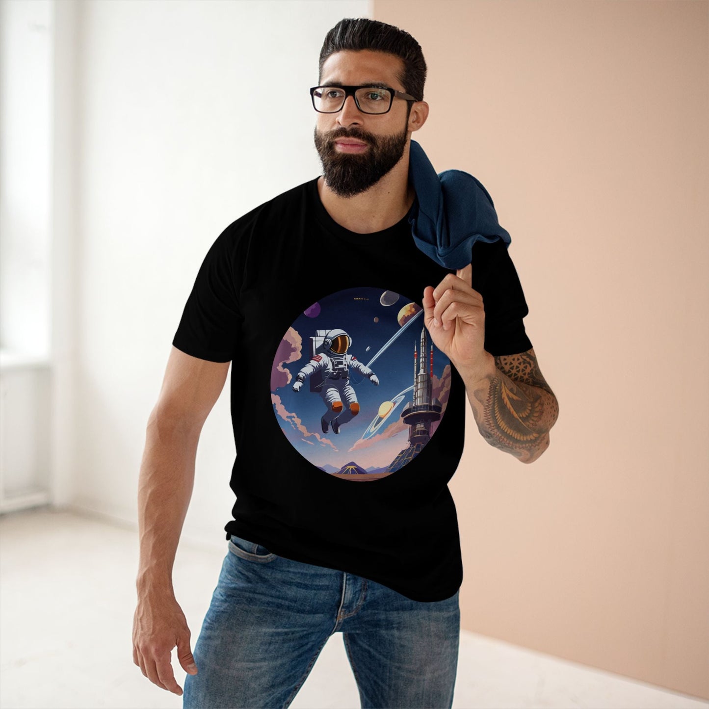 Cosmos Astronaut Shirt CS30 Unisex Premium Cotton Art Tee Featuring Retro2Nova Original Design