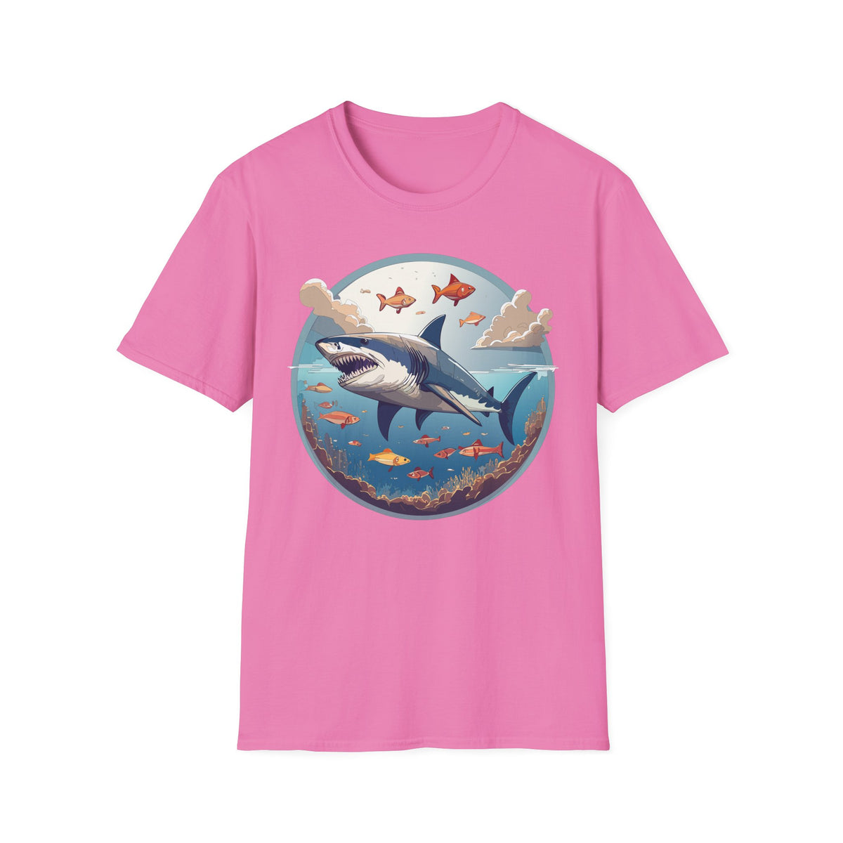 Great White Shark Ocean Scene T-Shirt | Shark Graphic Tee, Marine Life Art