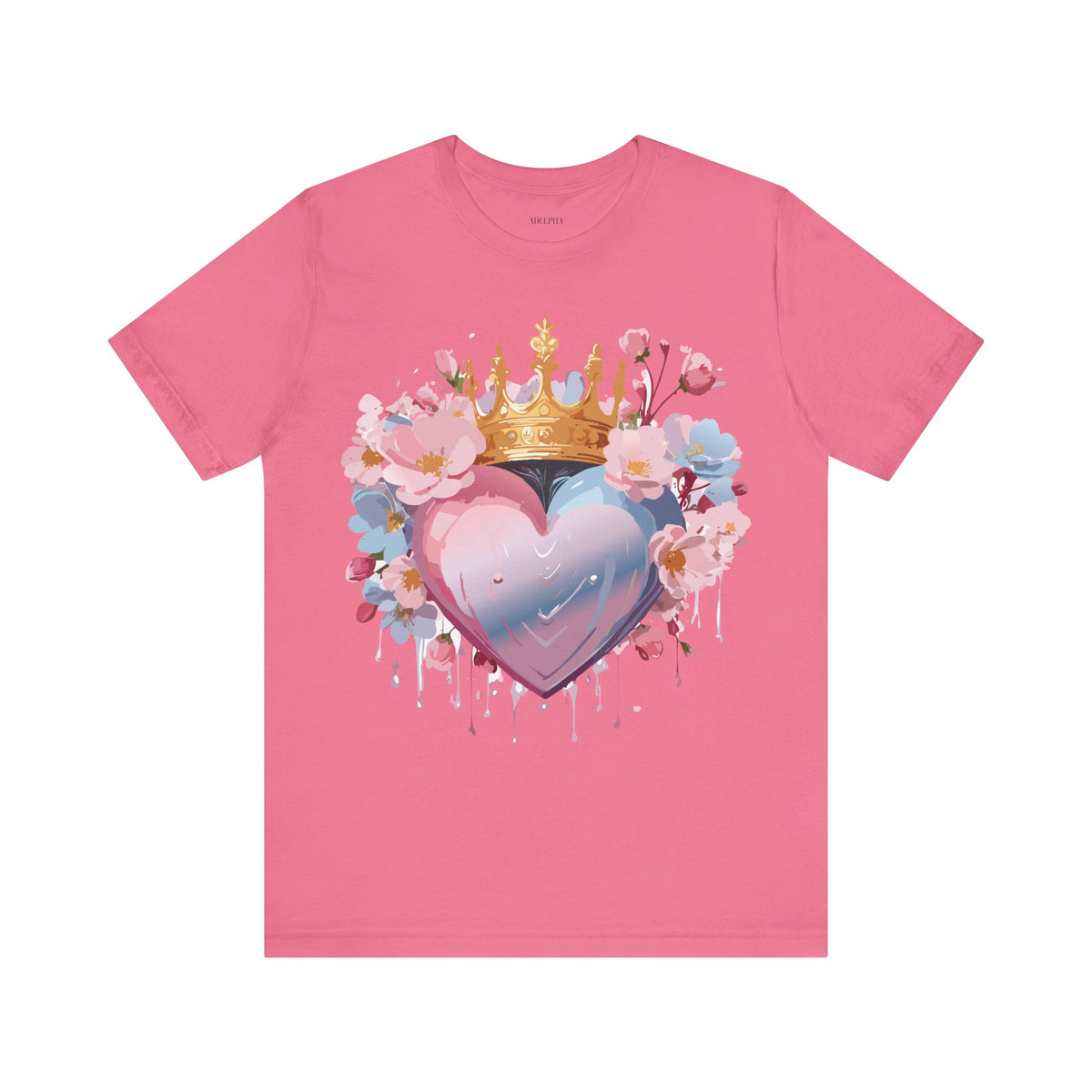 Valentine's Day Graphic Unisex Cotton Bella+Canvas Tee with Floral Art Design d131