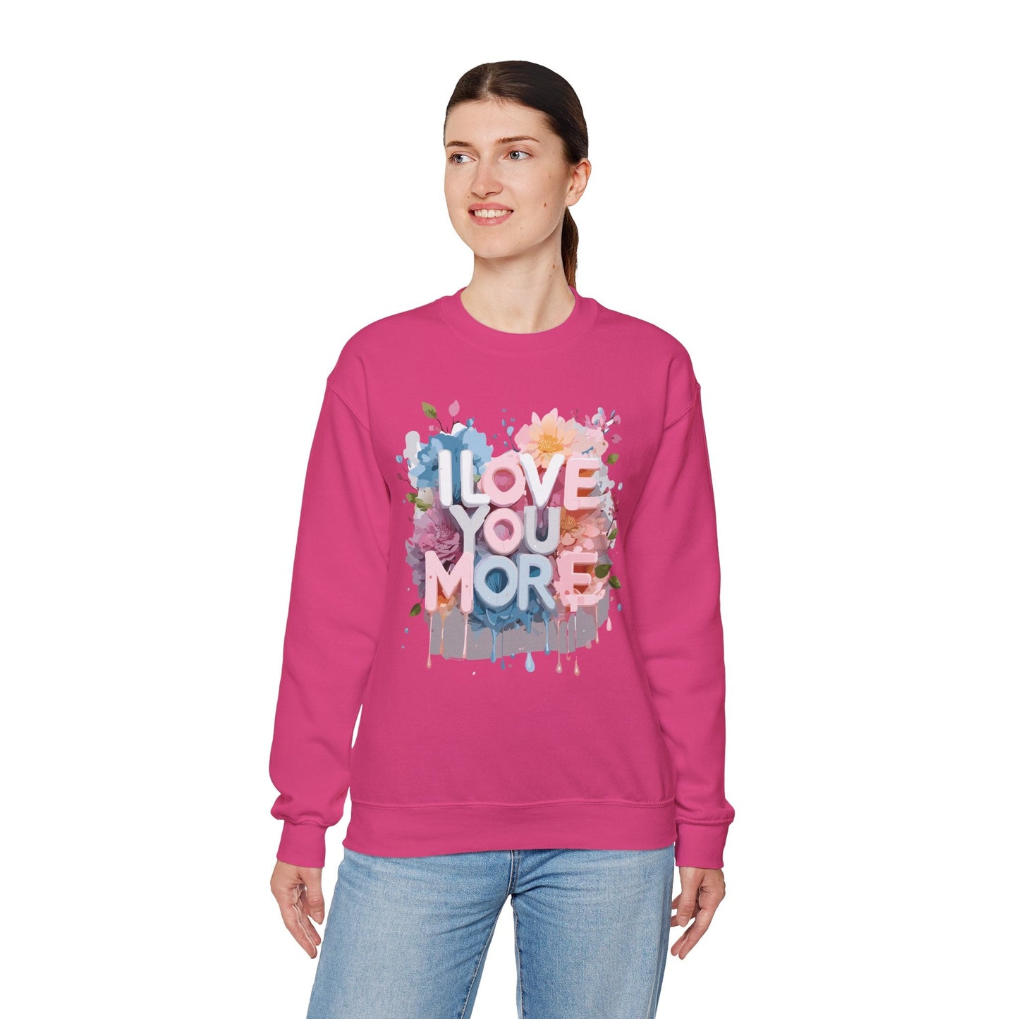 Floral Love Sweatshirt Unisex Heavy Blend Crewneck Valentines Day 50 50 Cotton Polyester Gildan 18000