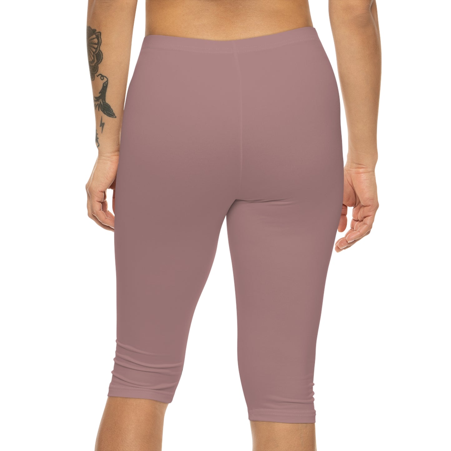 Rosy Taupe Color Women's Brushed Suede Poly Span Casual Capri Leggings XS-2XL
