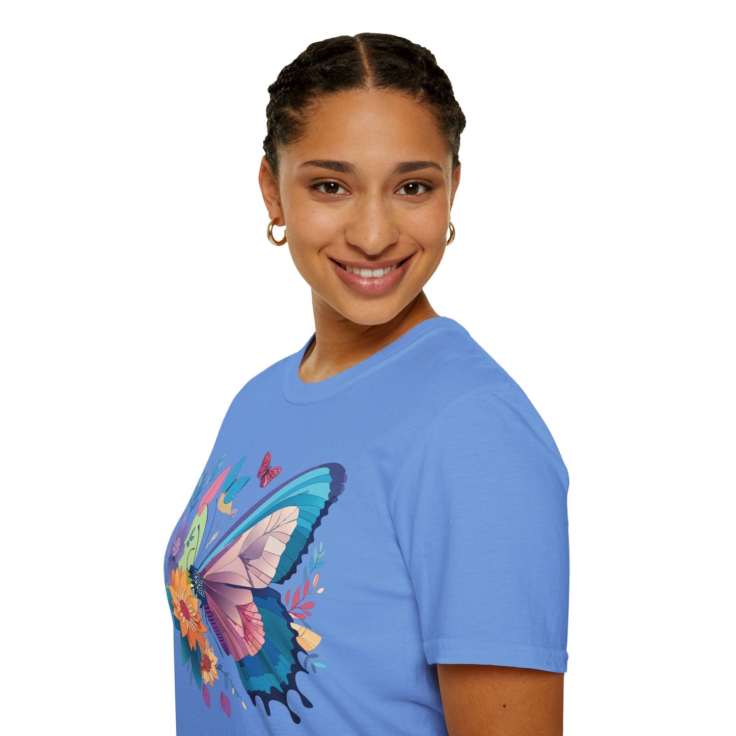 Gildan Butterfly T Shirt Unisex Softstyle 64000 Monarch Print Lightweight Breathable Cotton Tee