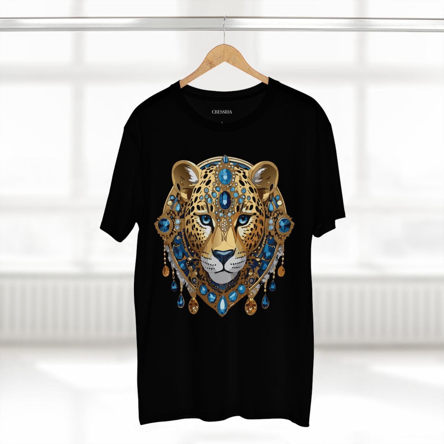 Cheetah Graphic Unisex 100 Cotton Tee With Unique Animal Golden Medallion Art Design 47