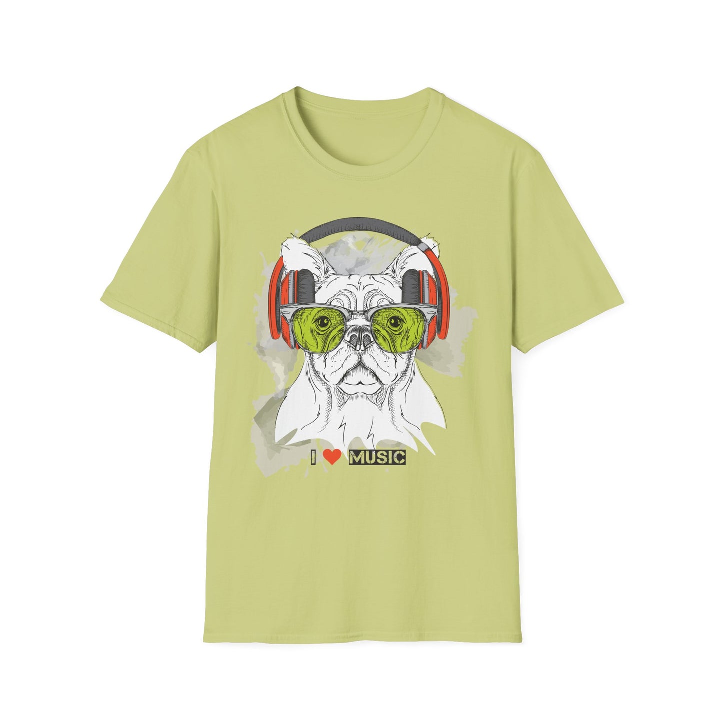Music Lover French Bulldog T-Shirt Unisex Cotton Short Sleeves I Music Graphic Tee