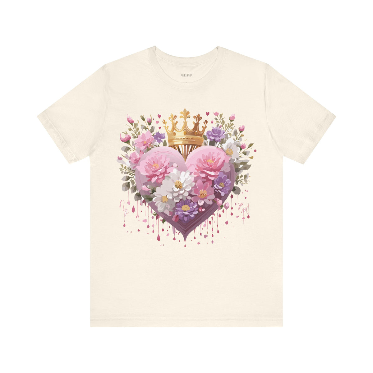 Valentine's Day Graphic Unisex Cotton Bella+Canvas Tee with Floral Art Design d129