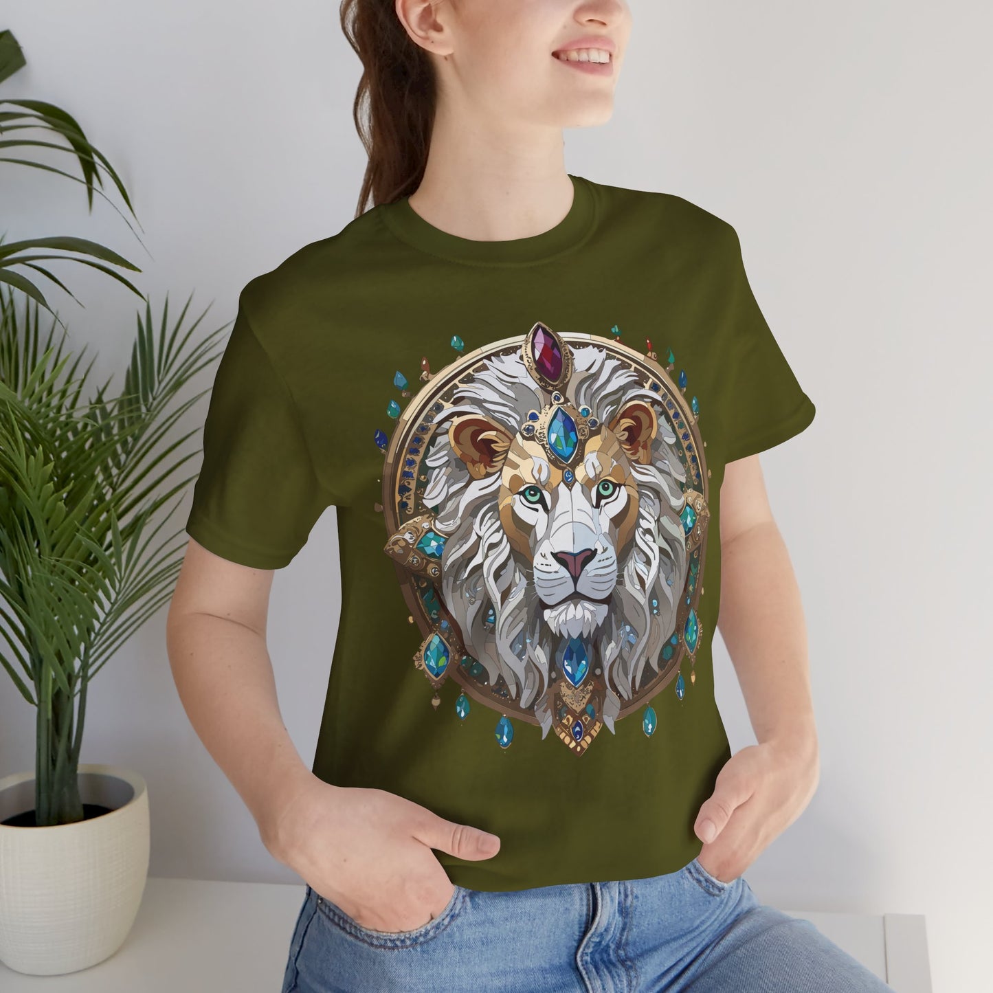 Unisex Lion Graphic Tee, Animal Shirt, Tee Shirt with Lion, Medallion T-Shirt, Animal Medallion Tees