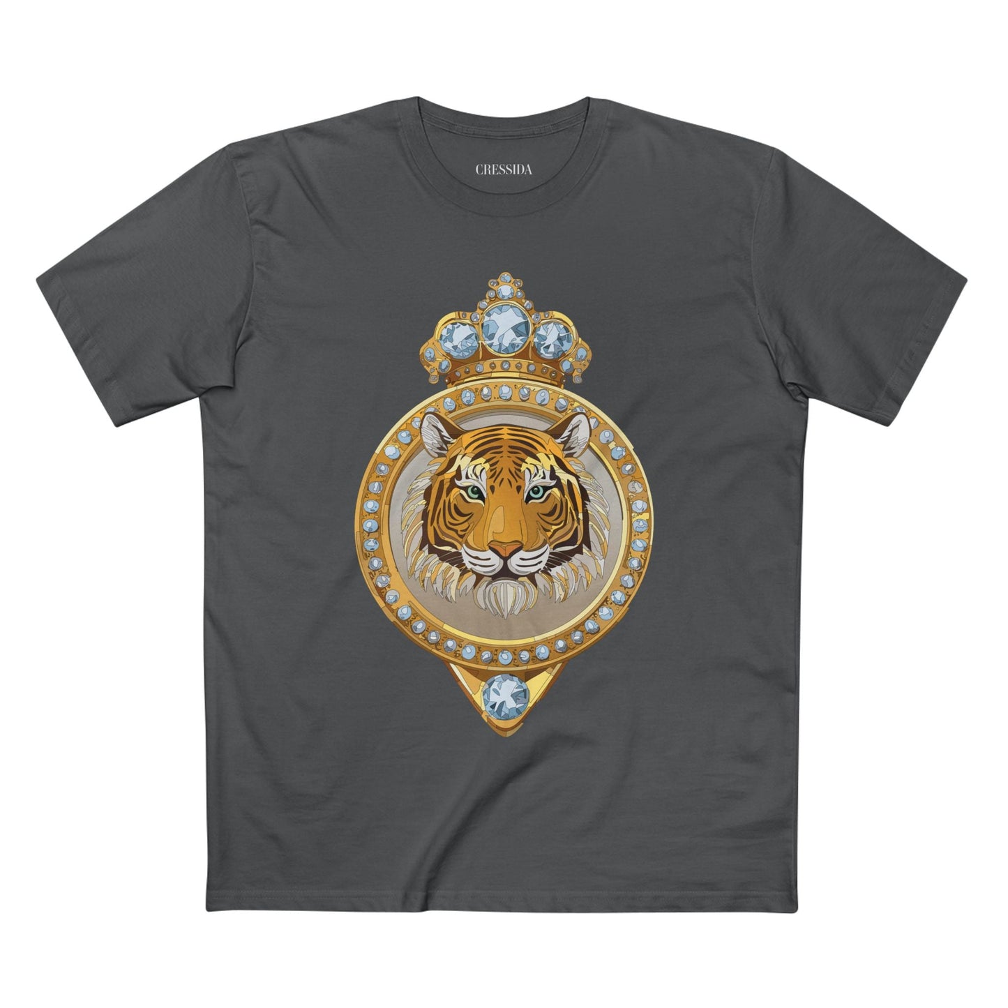 Tiger Graphic Unisex 100 Cotton Tee With Unique Animal Golden Medallion Art Design 2