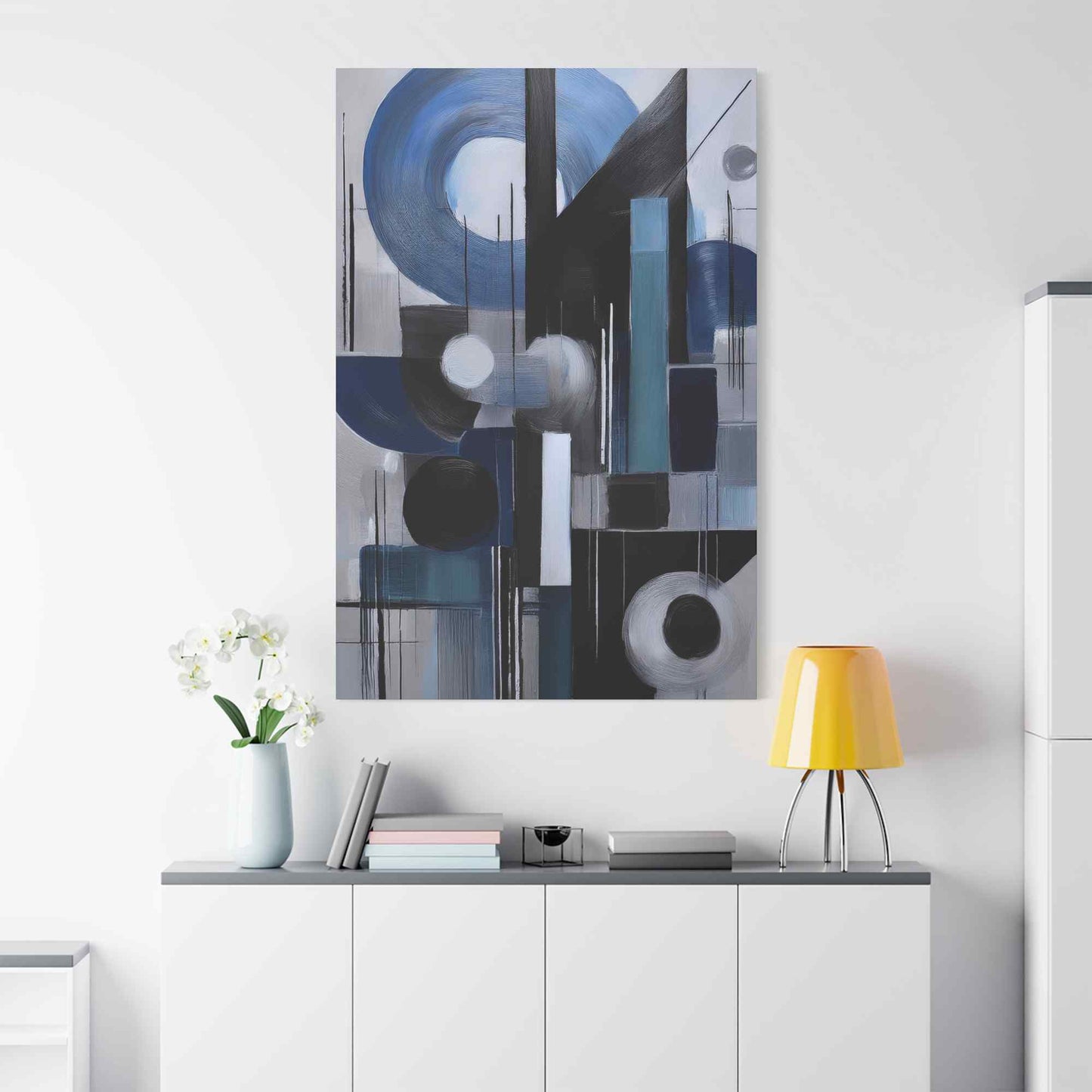 Blue Abstract Painting Print Canvas 20x24,20x30,24x30, 24x32,24x36,30x40, 32x48,36x48,40x60 Pine-Wood Inner Frame ABS-28