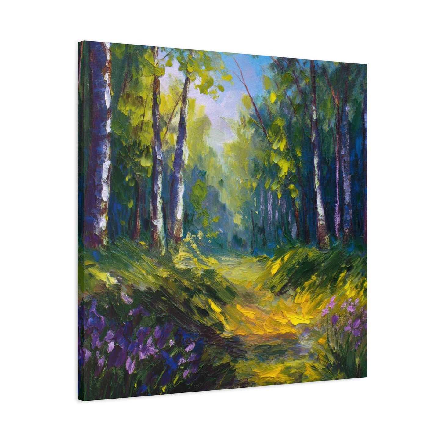 Summer Forest Print Canvas, Oil Paint Print 20x20, 24x24, 30x30, 32x32, 36x36 Art Design Print Pine-Wood Inner Frame MC-89