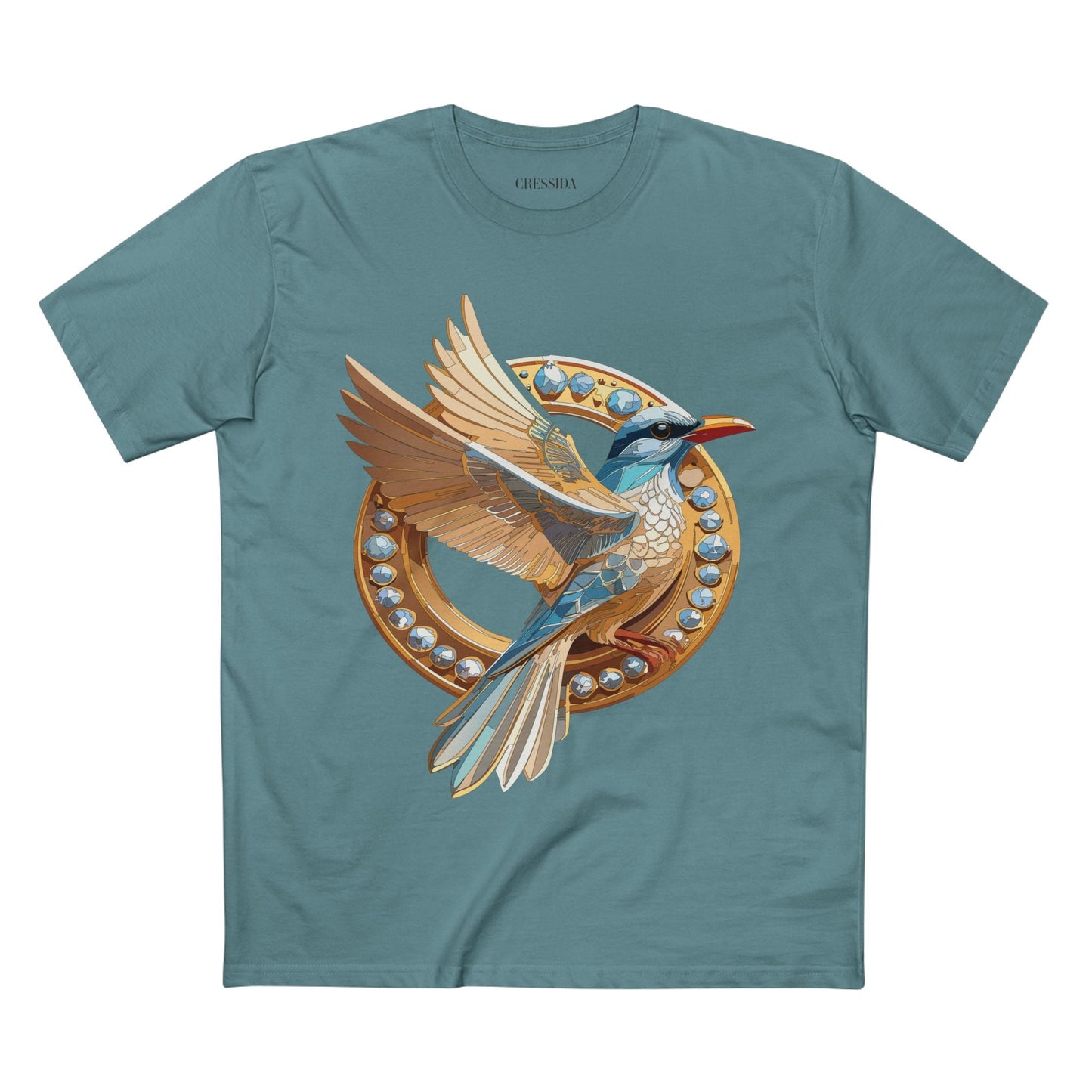 Bird Graphic Unisex 100 Cotton Tee With Unique Animal Golden Medallion Art Design 20
