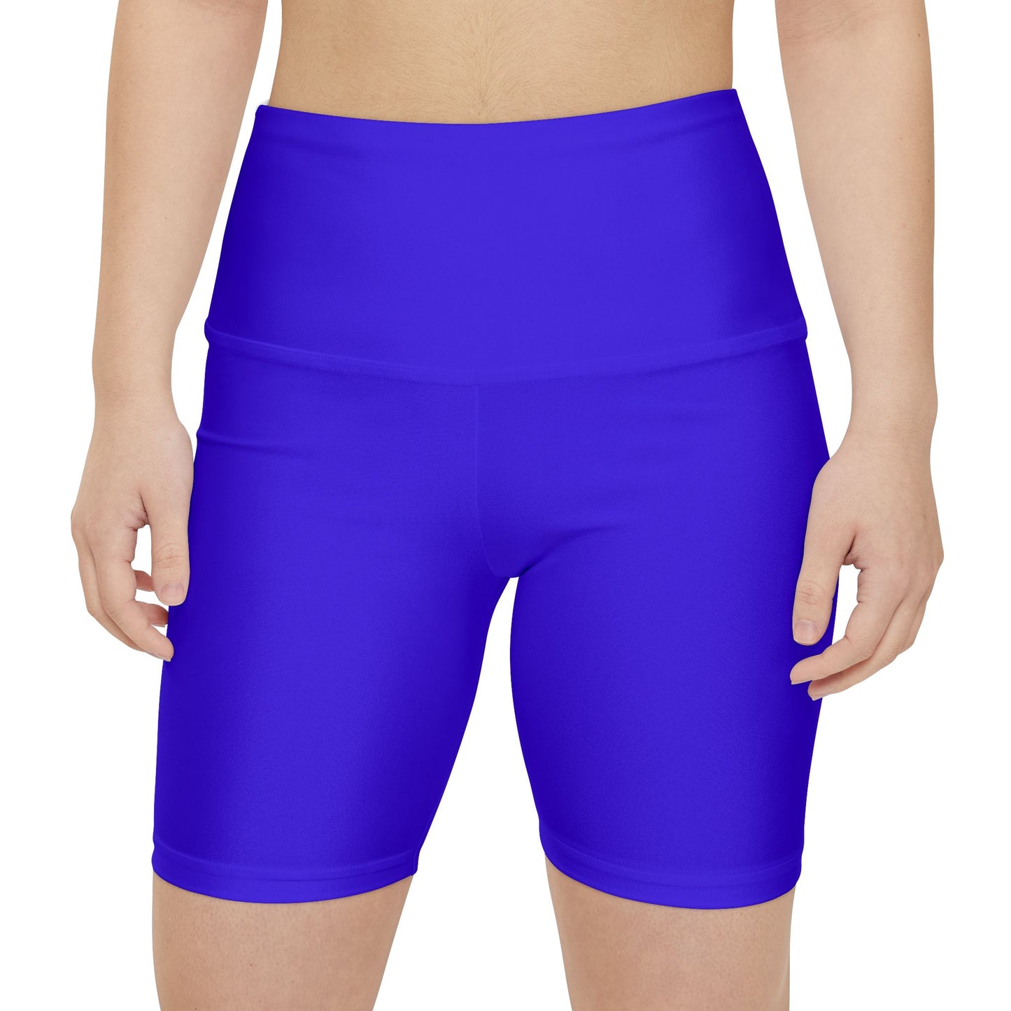 Ultrasonic Blue Women's Workout Shorts — Solid High-Waist Biker Shorts for Exercise & Everyday Wear