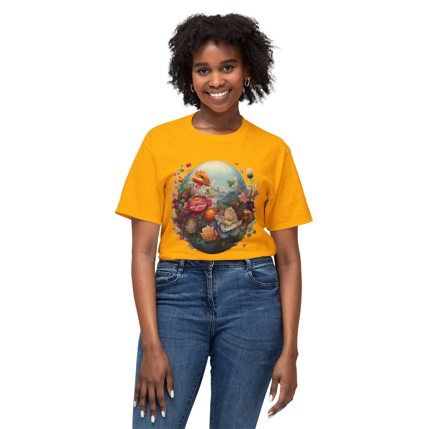 Unisex Floral T Shirt With Vintage Flower Art Print Cotton Tee For Men Women Everyday Wear