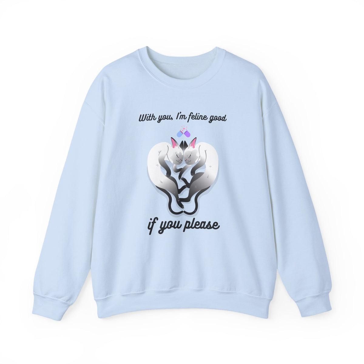 Cat Graphic Valentine's Day Sweatshirt Unisex 50/50 Cotton-Poly Animal Sweatshirt w19