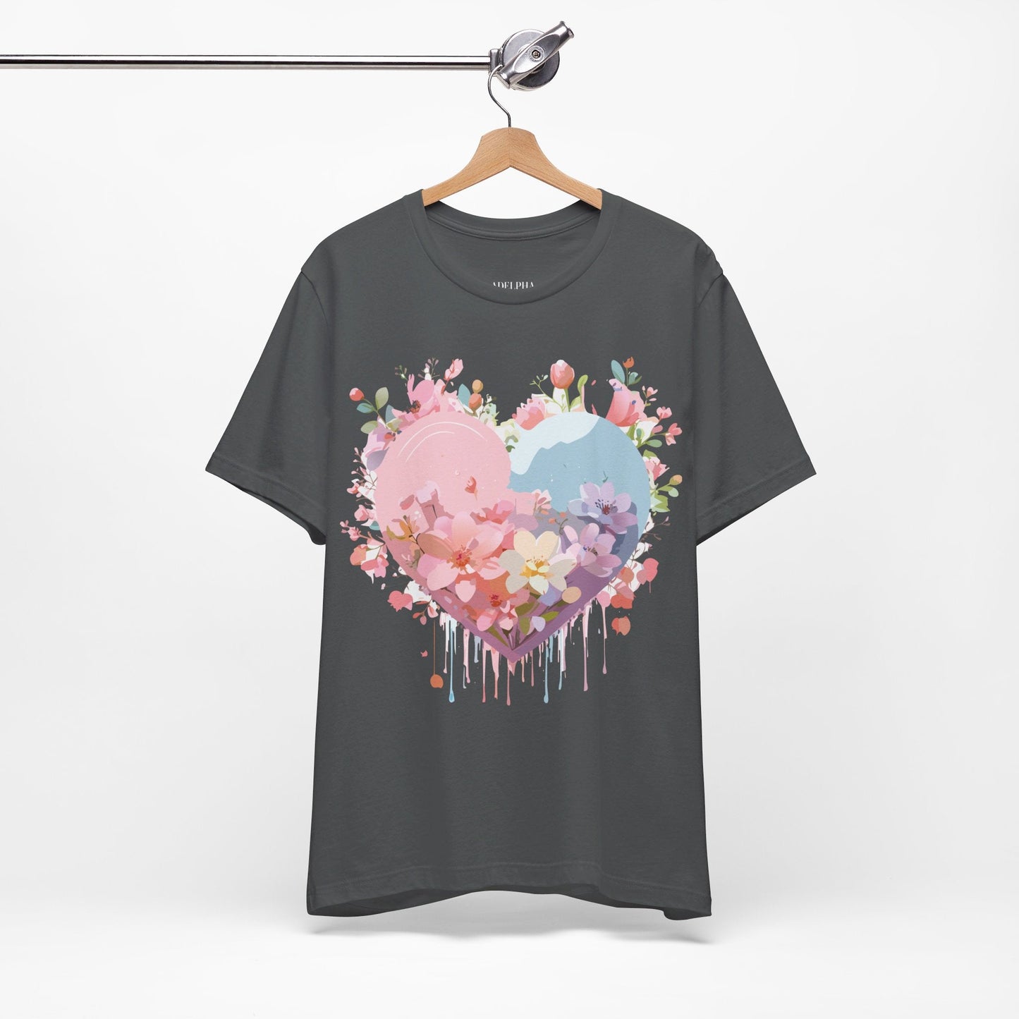 Valentine Day Graphic Unisex 100 Cotton Vintage Artwork with Love and Flower Design Tee 30