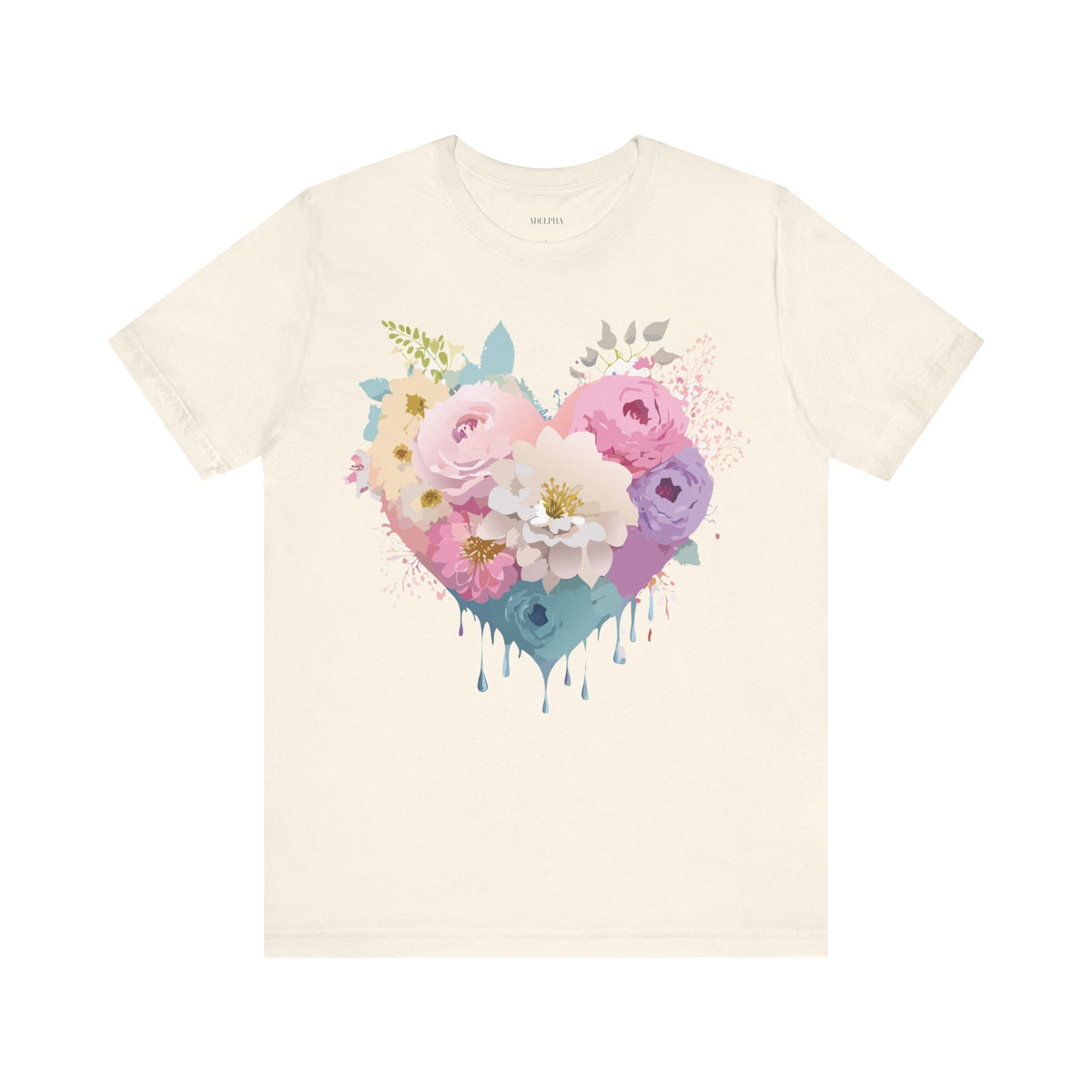 Valentine's Day Graphic Unisex Cotton Bella+Canvas Tee with Floral Art Design d134