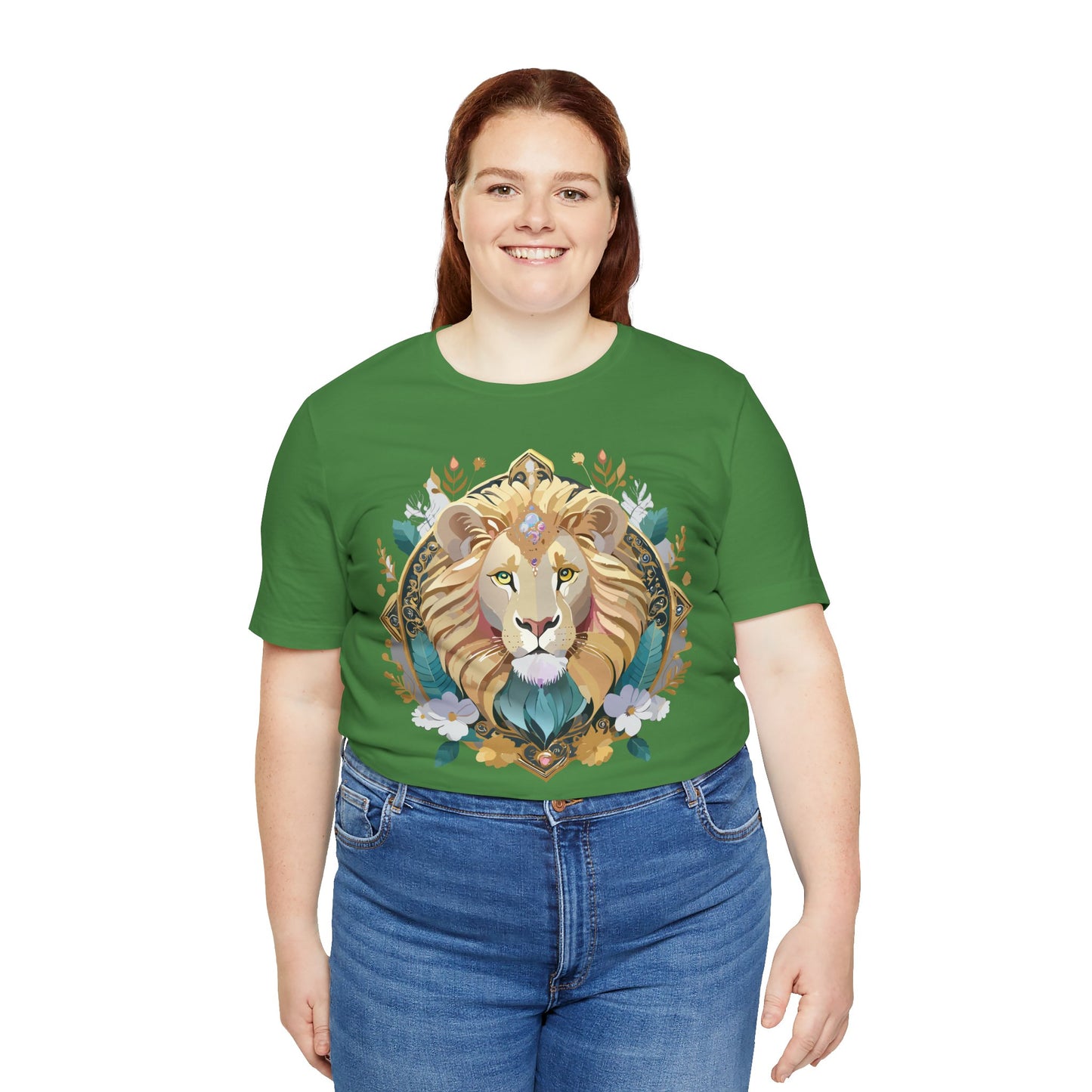 Unisex Lion Graphic Tee, Animal Shirt, Tee Shirt with Lion, Medallion T-Shirt, Animal Medallion Tees 2
