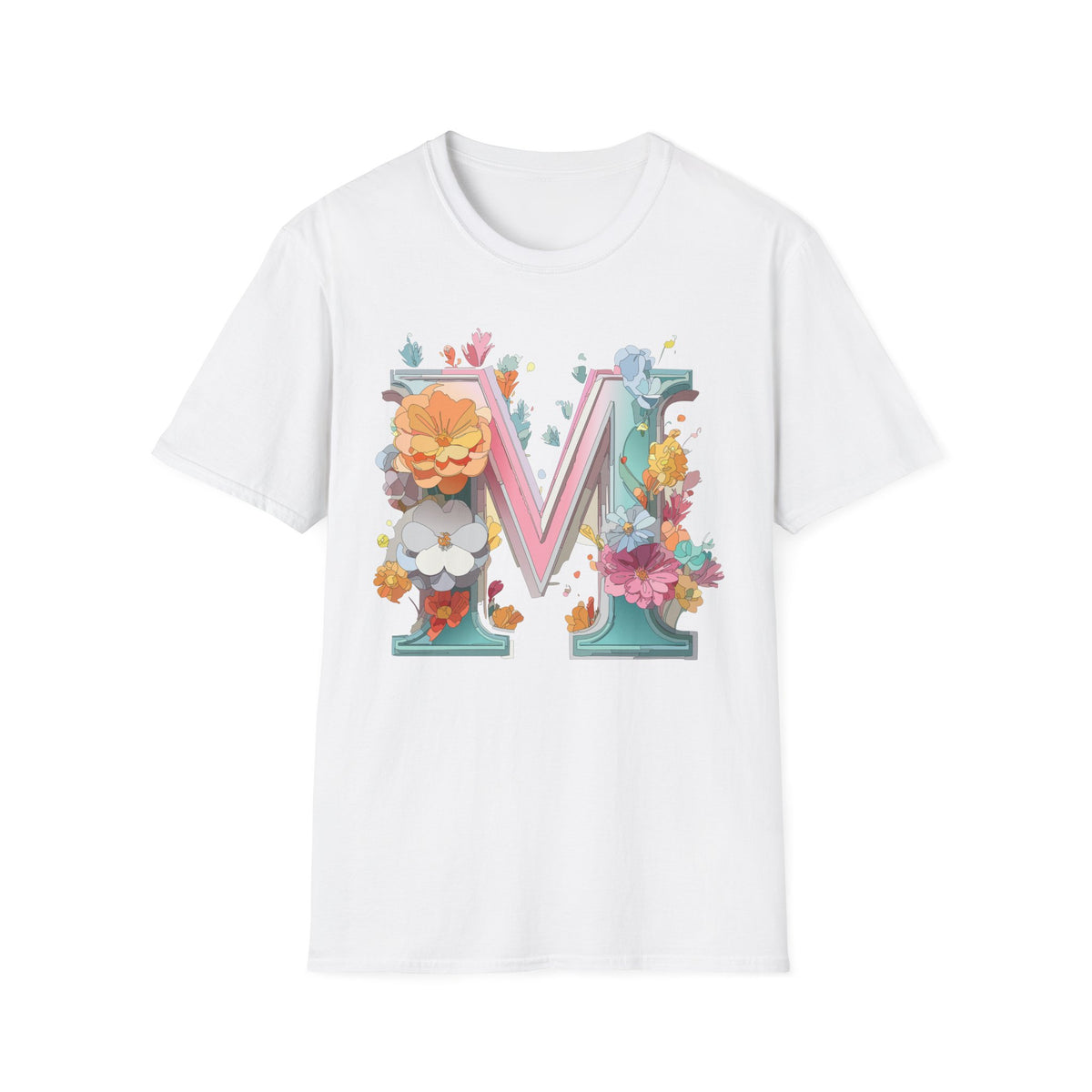 Floral Letter M Shirt | Monogram Initial Tee, Botanical Alphabet