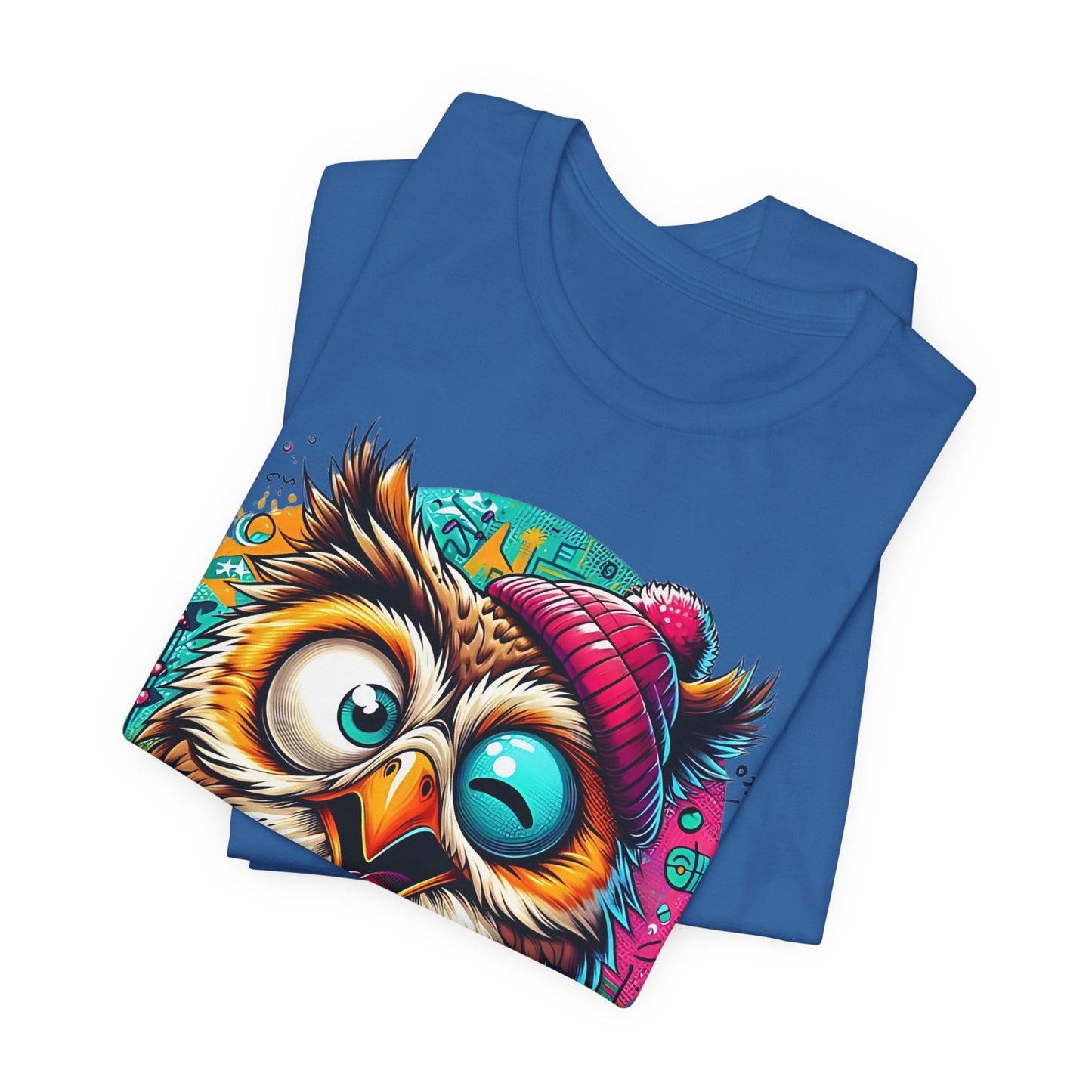 Colorful Owl Graphic Tee, Fun Owl Shirt, Funny Bird Shirt, Cute Cartoon Tees, Animal T-Shirt, Animal Tees, Art Design T-Shirt