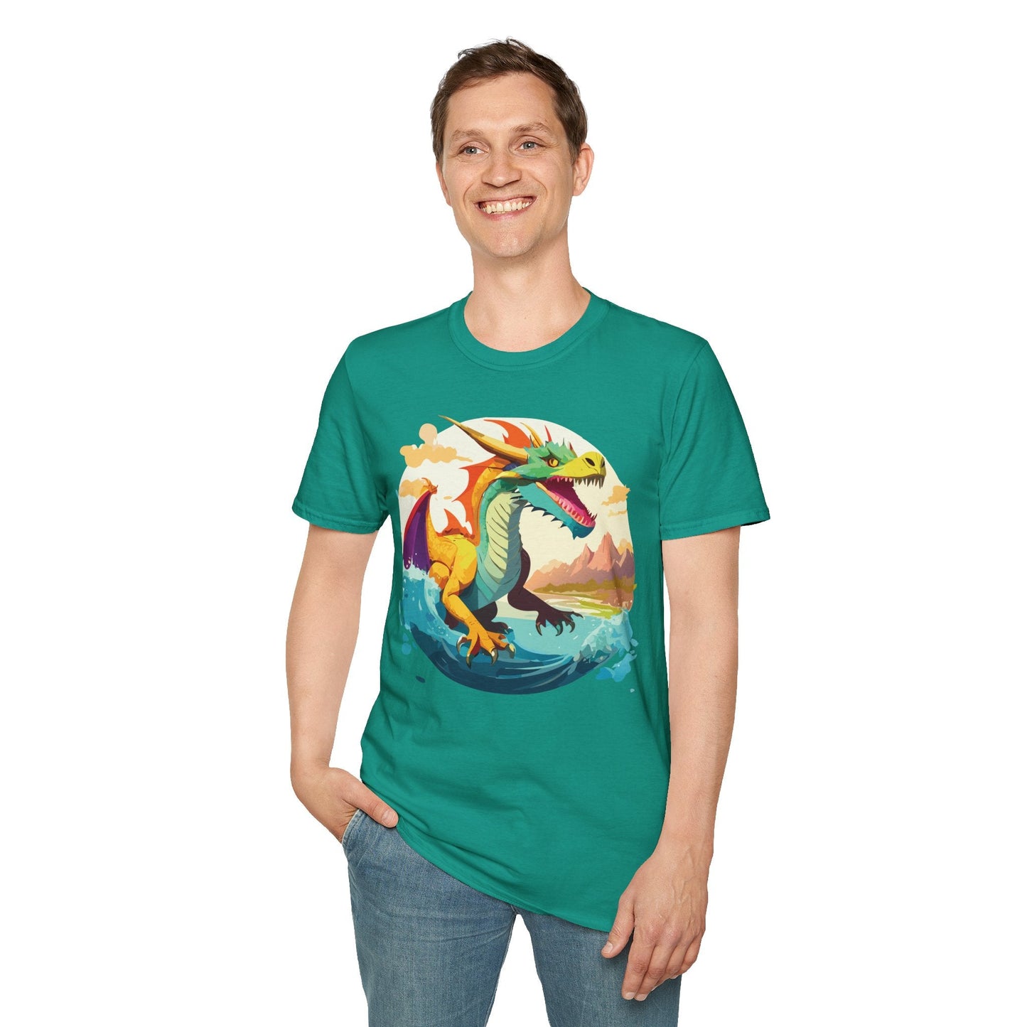 Dragon T Shirt Unisex Animal Print Dragon Shirt Gildan Softstyle Cotton Tee 64000