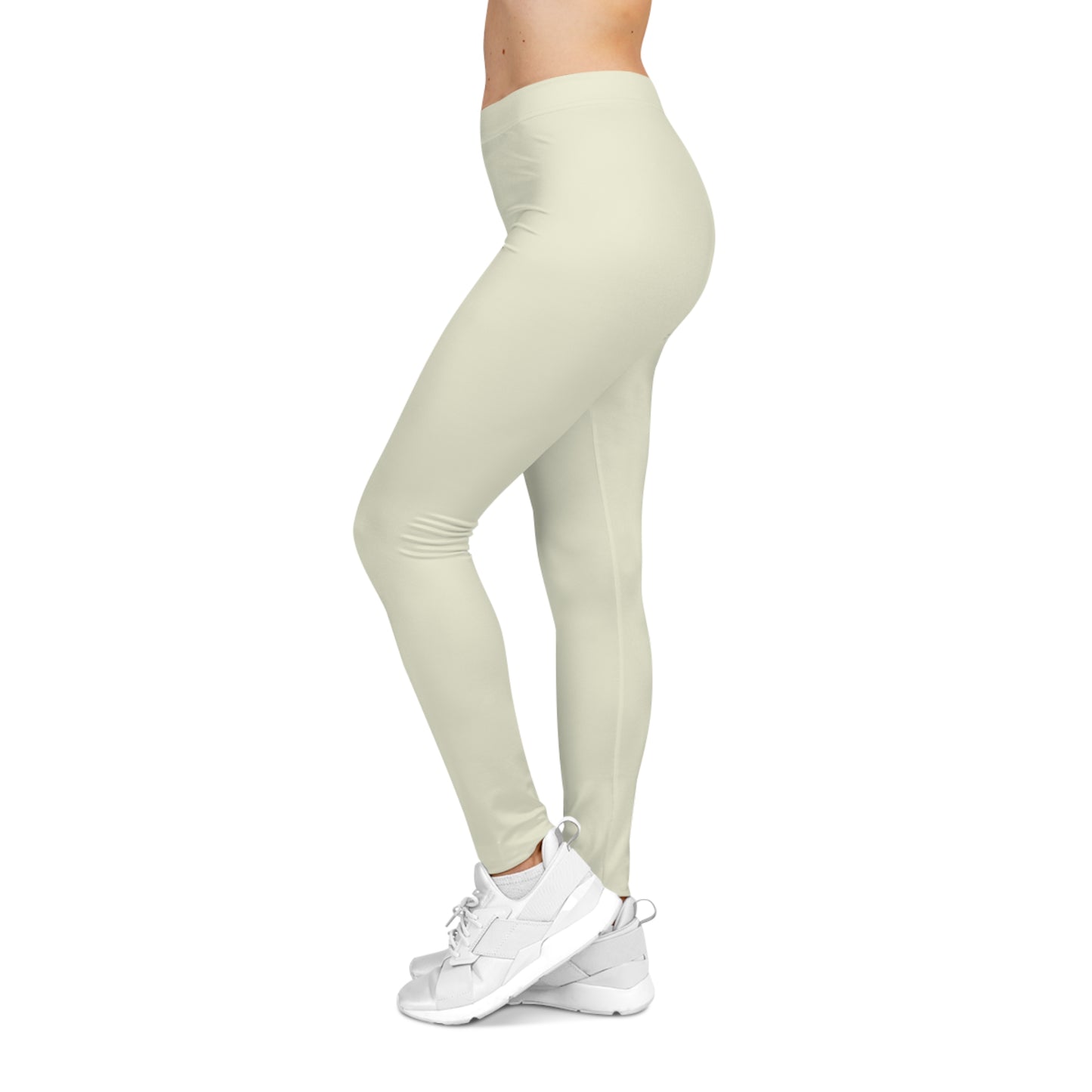 Shell Beige Color Women's Poly-Span Casual Leggings XS-2XL