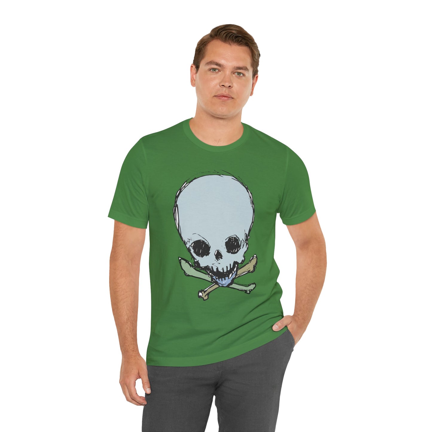 Lt Blue Skull Graphic Design Tee, Skull Shirt, Vintage Tees, Art Design T-Shirt, Vintage Graphic Tee, Art Shirts with Skulls