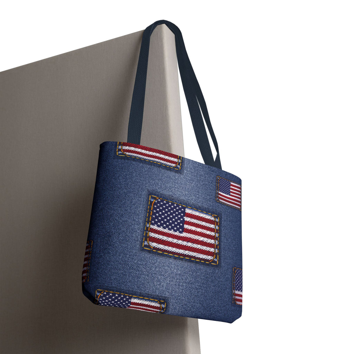 4th of July Graphic Denim Fabric Imitation Print Unisex Canvas Bag Poly Spun 3 Sizes Tote Bag 200-14