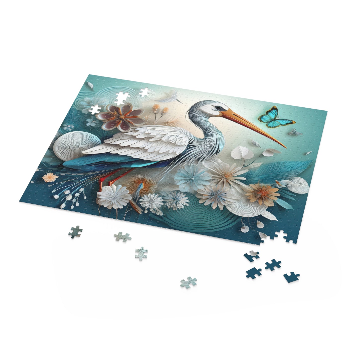 Puzzles-39 Kids Stork Puzzle 500-Piece | Floral Stork Puzzle 500-Piece, Birds Kids Puzzles Size: 16" x 20",  Ages 9+