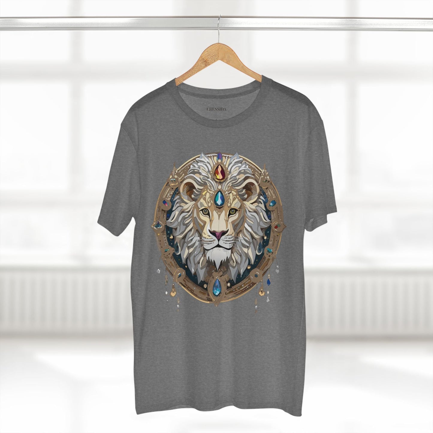 Lion Graphic Unisex 100 Cotton Tee With Unique Animal Golden Medallion Art Design 59