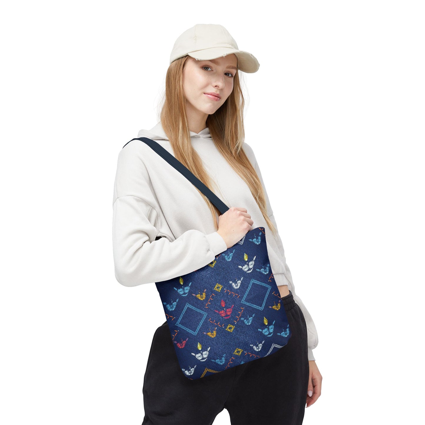 Diwali Graphic Denim Fabric Imitation Print Unisex Canvas Bag Poly Spun 3 Sizes Tote Bag 205-13