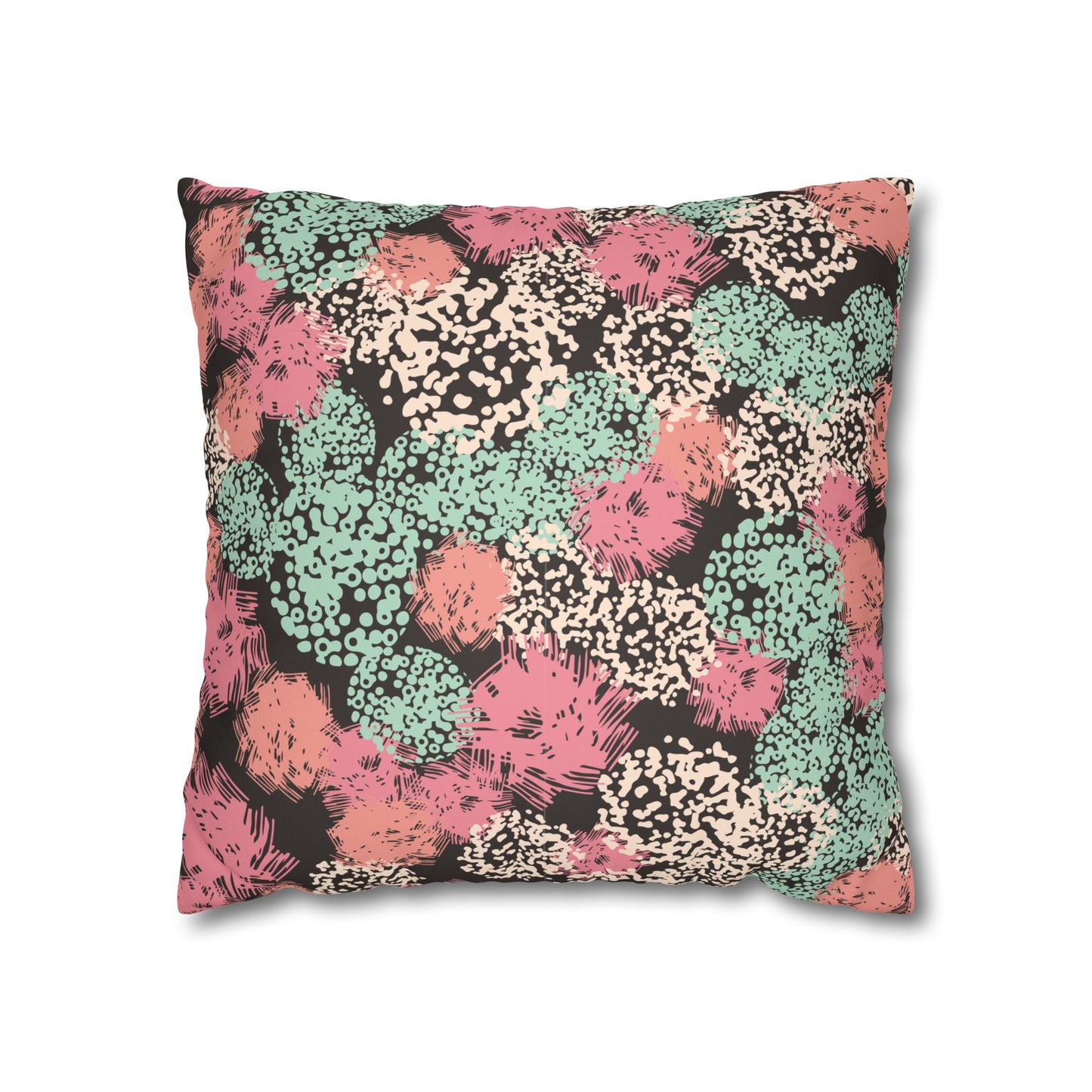 Faux Suede Pillowcase with Abstract print