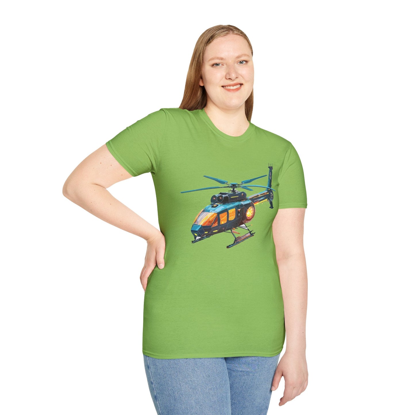 Chopper Helicopter Graphic Unisex Cotton Softstyle Short Sleeve Tee 1