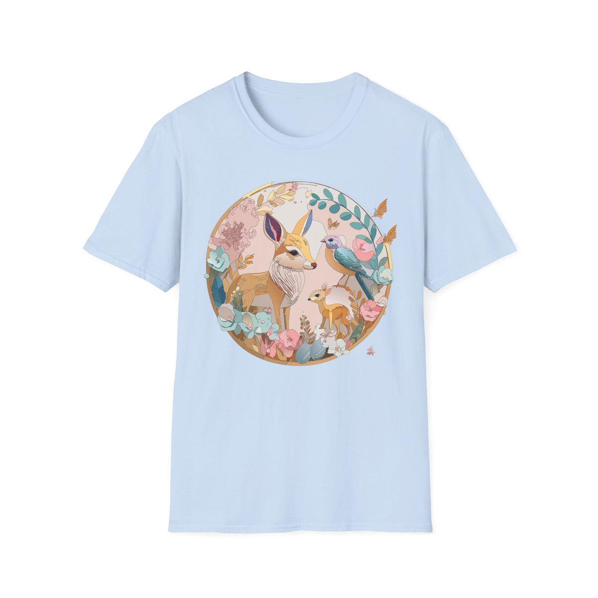 Woodland Fox and Bird Tee | Cute Fox Illustration T-Shirt