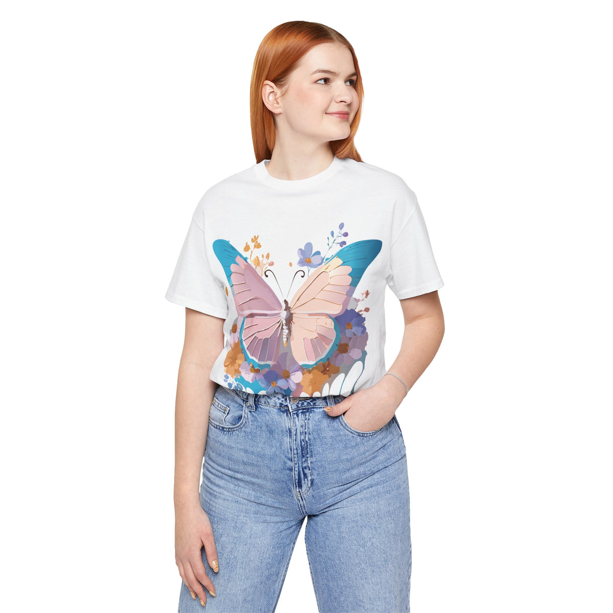 Butterfly Graphic Unisex Cotton Bella+Canvas Tee with Art Design n26