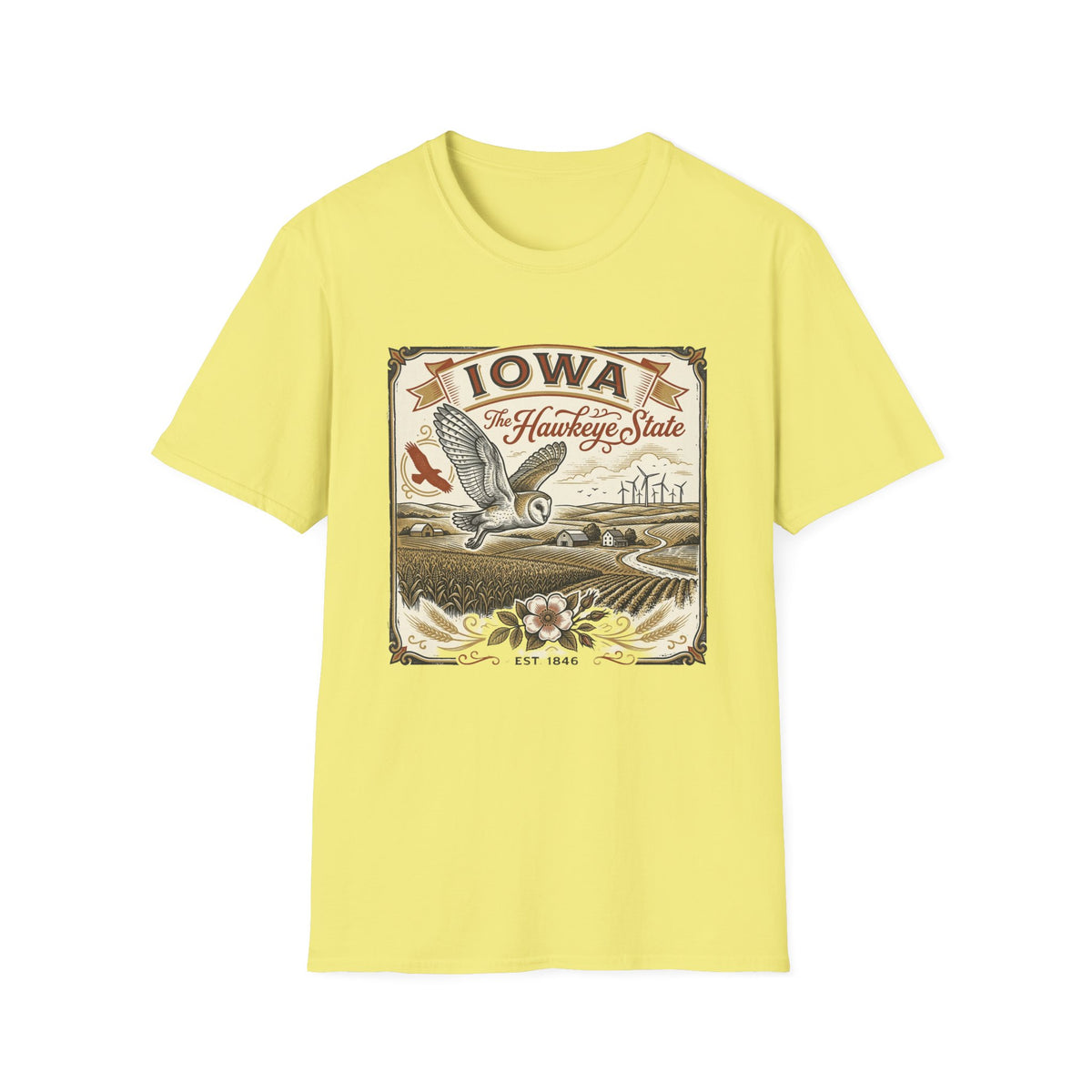 Iowa Hawkeye State Vintage Travel Tourist Graphic Design Unisex 100 Cotton Gildan T-Shirt