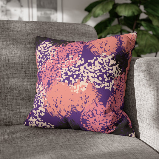 Faux Suede Pillowcase with Abstract print