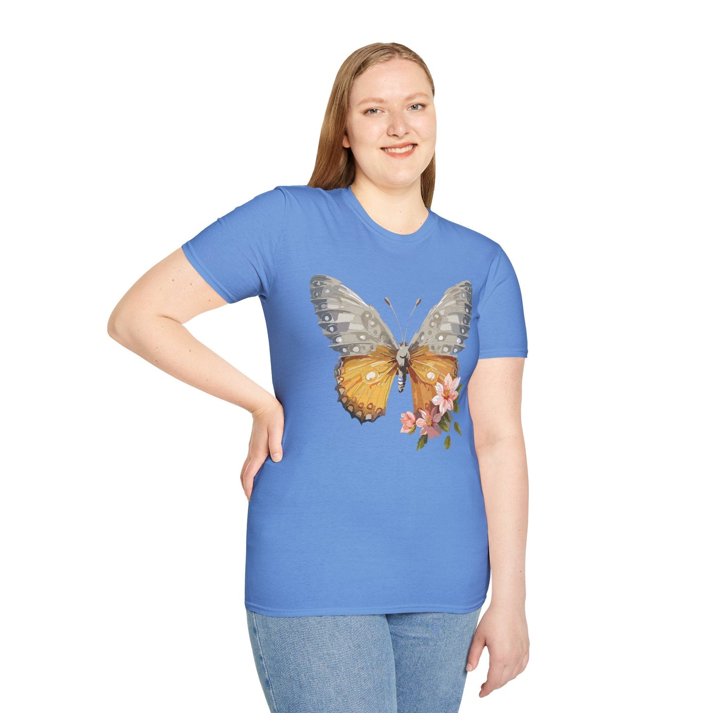 Unisex Butterfly T Shirt Monarch Print Softstyle Cotton Tee Gildan 64000 Lightweight Comfort