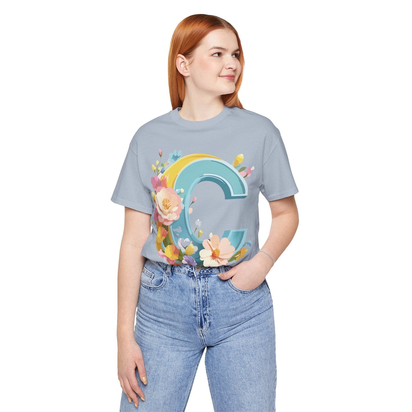 Letter C Shirt Graphic Tee Unisex Vintage Art Design Tee Adelpha Premium Short Sleeve