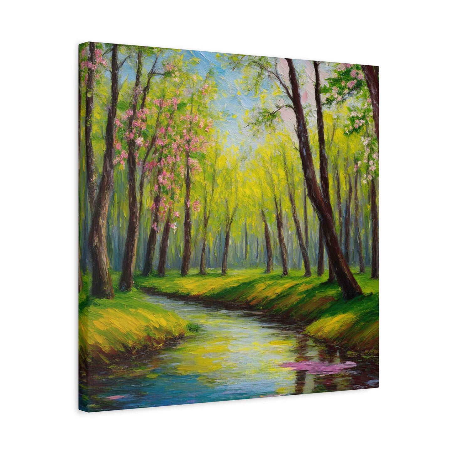 Spring Forest Print Canvas, Oil Paint Print 20x20, 24x24, 30x30, 32x32, 36x36 Art Design Print Pine-Wood Inner Frame MC-98