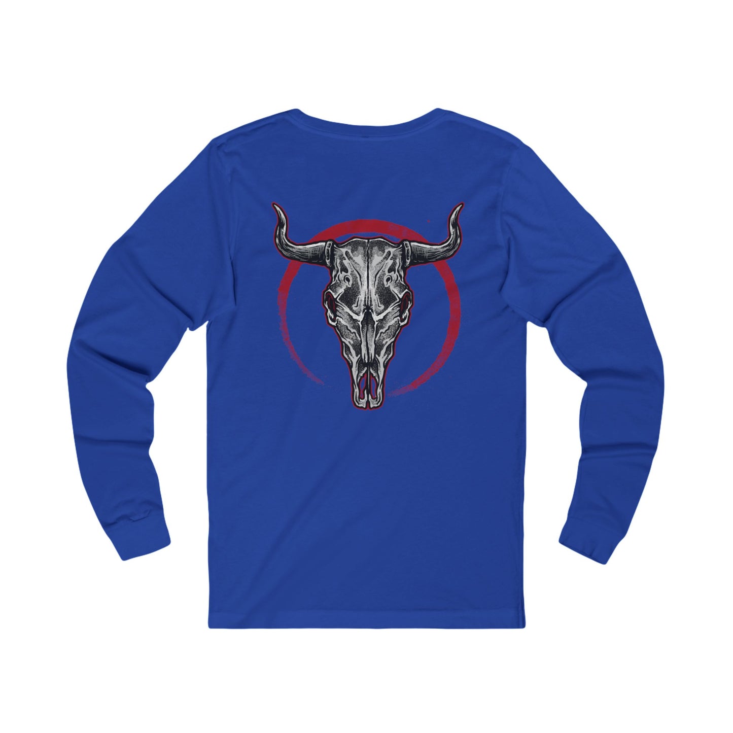 Biker Rally Unisex Bull Long Sleeve Tee, Bull Jersey Shirt, Biker Rally T-Shirts, Rodeo Art Design Tees Austin Texas T-Shirts