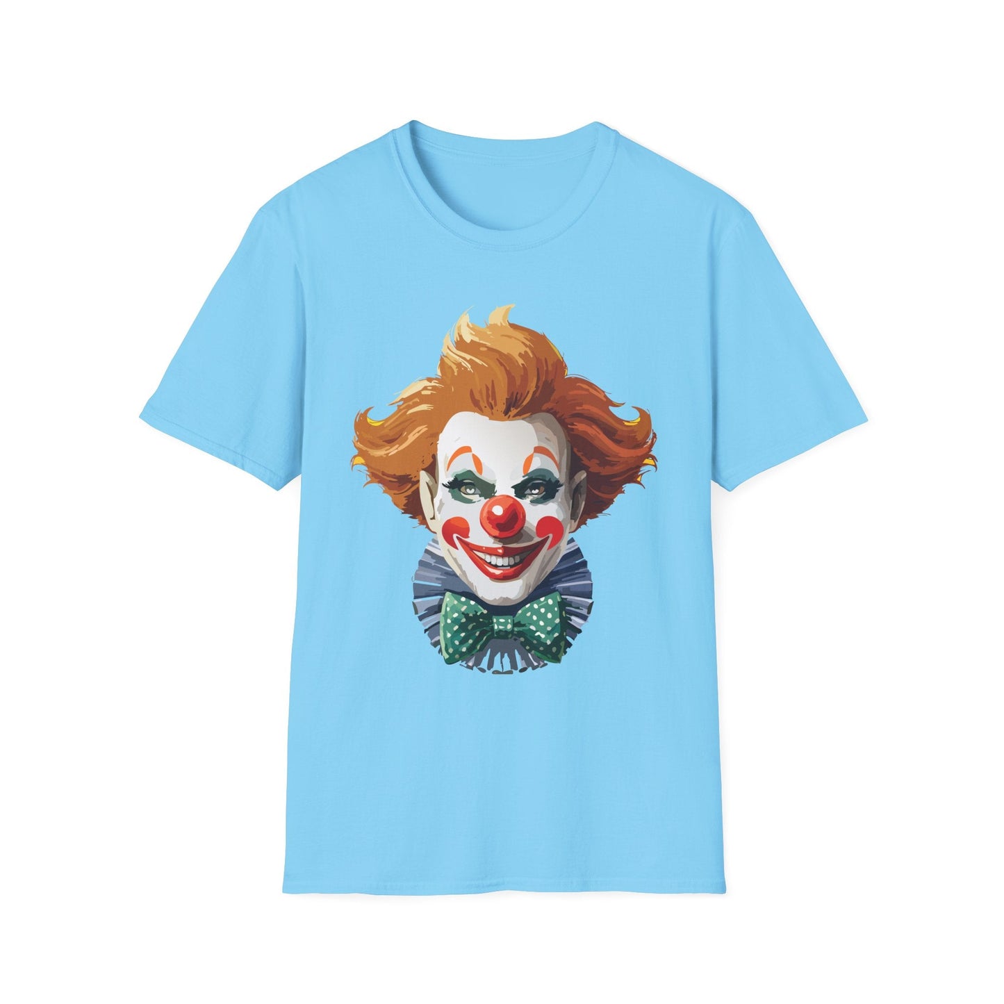 Clown Theme T Shirt Funny Man Circus Scary Man Unisex Gildan Softstyle Graphic Tee Everyday Wear