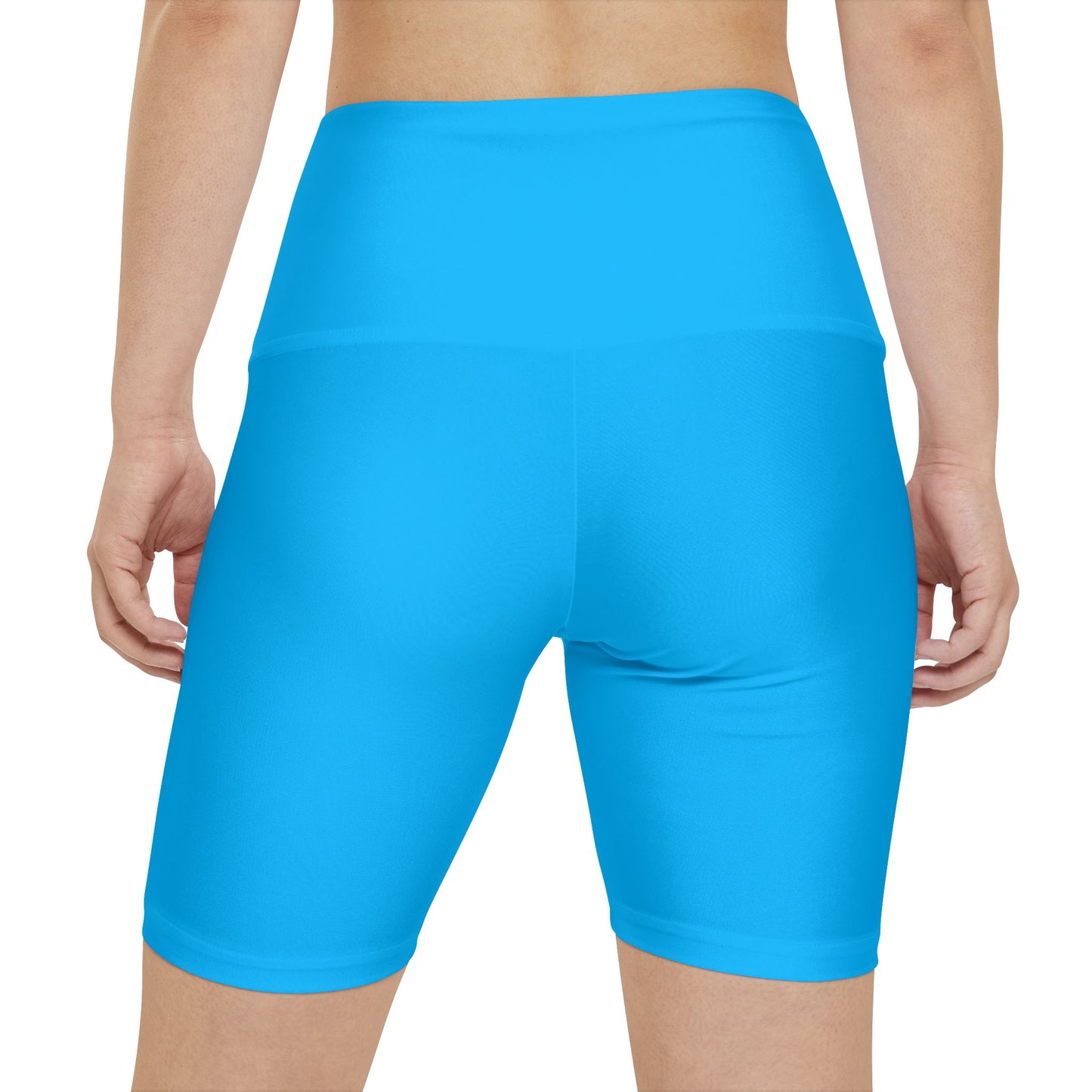 Deep Sky Blue Women's Workout Shorts — Solid High-Waist Biker Shorts for Exercise & Everyday Wear