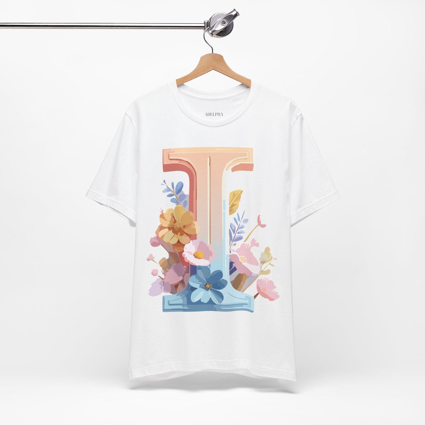 Vintage Inspired Letter I Shirt Unisex Graphic Tee Short Sleeve by Adelpha Premium