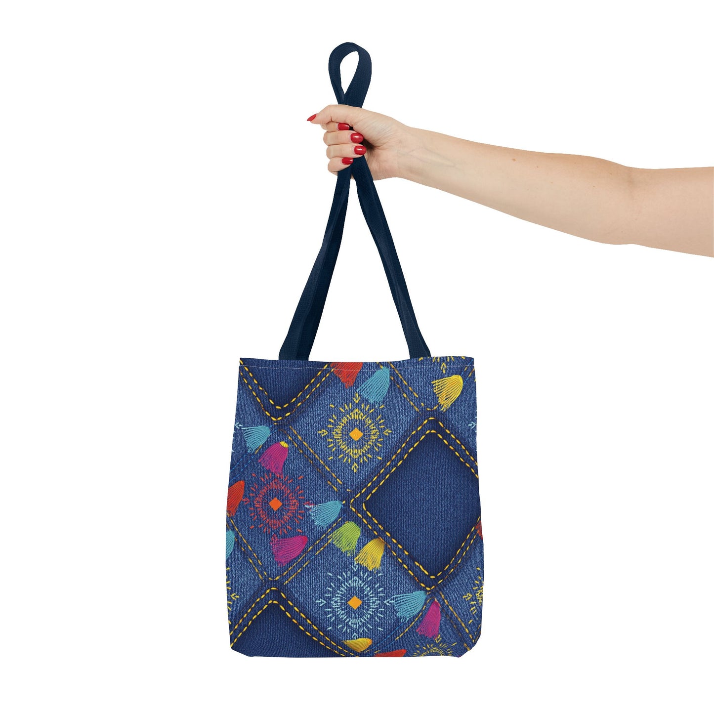 Diwali Graphic Denim Fabric Imitation Print Unisex Canvas Bag Poly Spun 3 Sizes Tote Bag 205-27