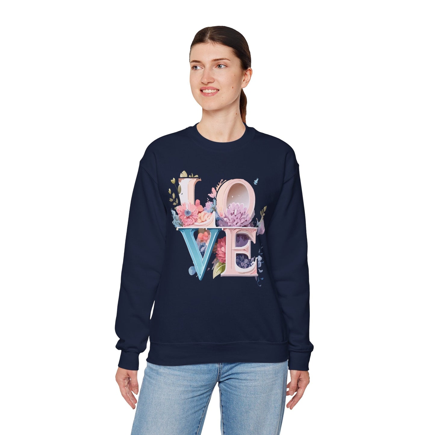 Floral Love Sweatshirt Valentines Day Sweatshirt Love Flower Unisex Crewneck Sweatshirt