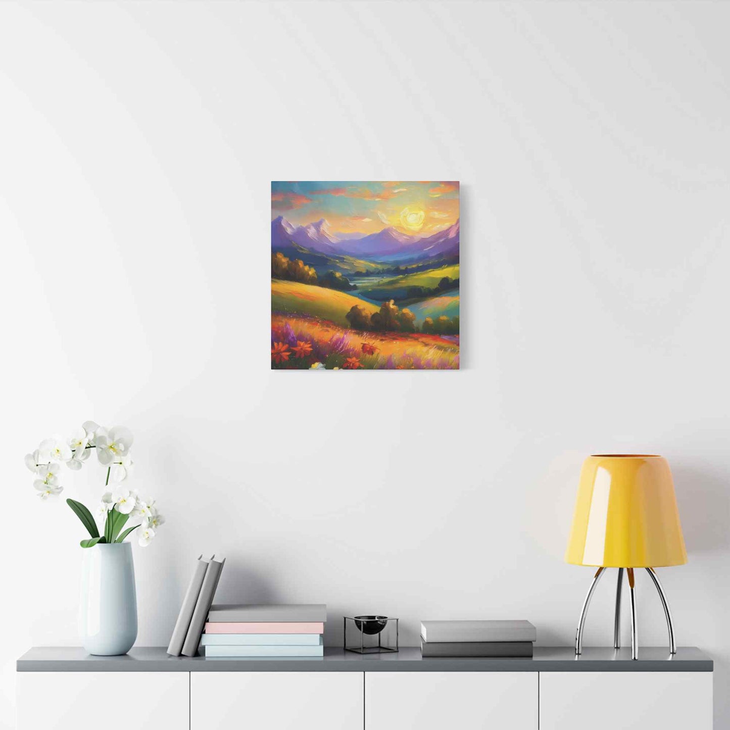 Landscape Print Canvas, Oil Paint Print 20x20, 24x24, 30x30, 32x32, 36x36 Art Design Print Pine-Wood Inner Frame MC-38
